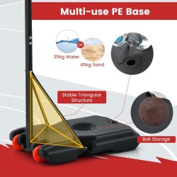 Säädettävä musta koripalloteline pyörillä ulko- ja sisäkäyttöön