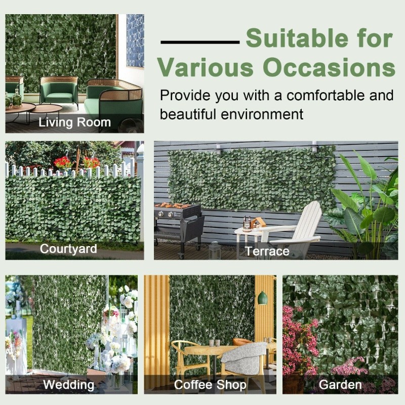 Keinotekoinen vihreä kasviseinä näkösuojaksi ja sisustukseen