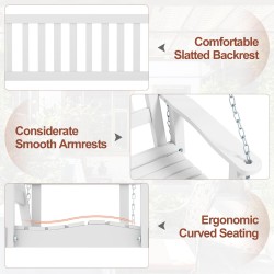 Valkoinen 2/3 henkilön puinen ulkokeinu säädettävillä ketjuilla
