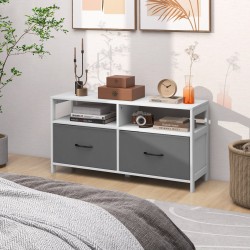 Valkoinen kangaslipasto 2 laatikolla ja 2 avohyllyllä