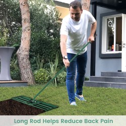 Ergonominen nurmikon tasoitusharja vihreä 75/91/106 x 25 cm