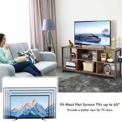 Rustiikkinen tv-taso 65 tuuman televisiolle, säädettävät hyllyt