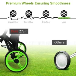 Kolmipyöräinen alumiininen golfkärry istuimella ja sateenvarjotelineellä