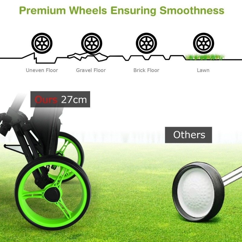 Kolmipyöräinen alumiininen golfkärry istuimella ja sateenvarjotelineellä