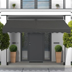 Säädettävä harmaa teleskooppimarkiisi käsikammella ulkokäyttöön