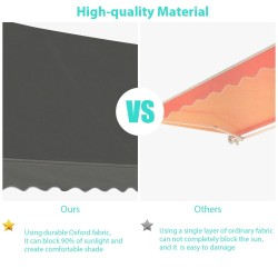 Säädettävä harmaa teleskooppimarkiisi käsikammella ulkokäyttöön