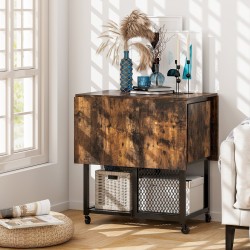 Kolmiosainen taitettava ruokailuryhmä pyörillä pieniin tiloihin ruskea