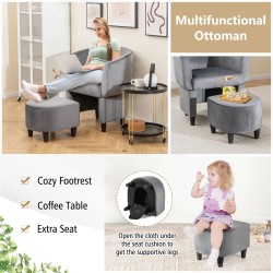 Samettinen nojatuoli ja rahi - harmaa, moderni ja mukava