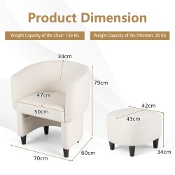 Samettinen nojatuoli ja rahi setti, beige