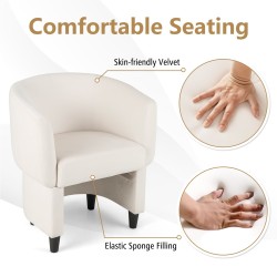 Samettinen nojatuoli ja rahi setti, beige