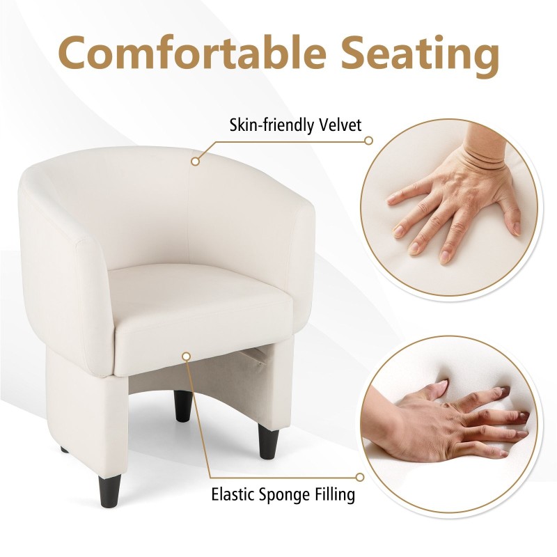 Samettinen nojatuoli ja rahi setti, beige