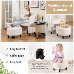 Samettinen nojatuoli ja rahi setti, beige