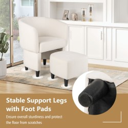 Samettinen nojatuoli ja rahi setti, beige