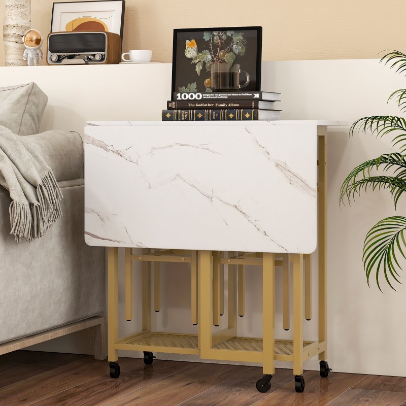 Kolmen osan jatkettava ruokailuryhmä viinitelineellä - valkoinen