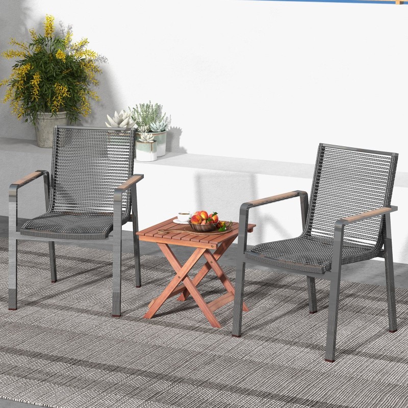 Akaasiapuu sivupöytä taitettava ulko- ja sisäkäyttöön