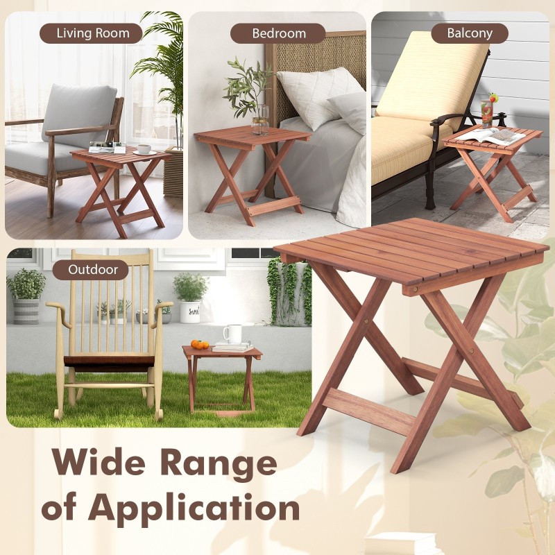 Akaasiapuu sivupöytä taitettava ulko- ja sisäkäyttöön
