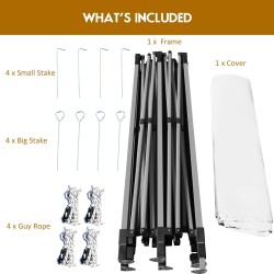 Valkoinen 3x3m pop-up-katos säädettävällä korkeudella