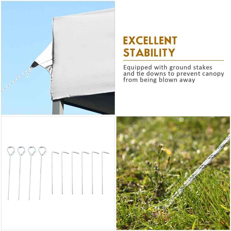 Valkoinen 3x3m pop-up-katos säädettävällä korkeudella