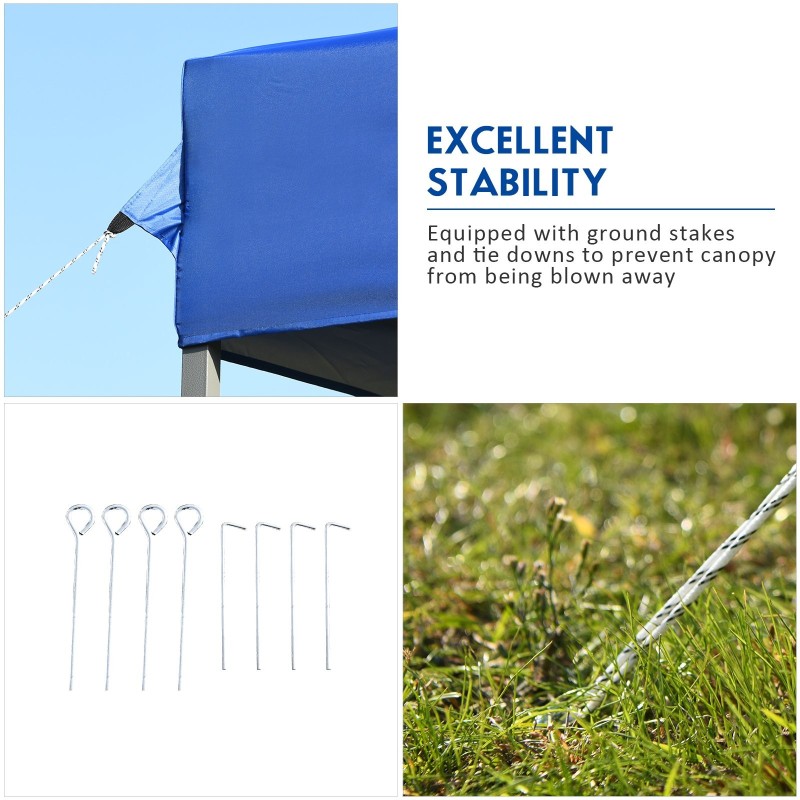 Sininen pop-up-katos 3x3m säädettävä ulkokäyttöön