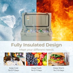 Khakinvärinen 47L eristetty kylmälaukku pullonavaajalla ulkoiluun