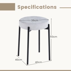 Baarijakkarasetti 4 kpl metallijaloilla ja vaaleanharmaa pehmuste