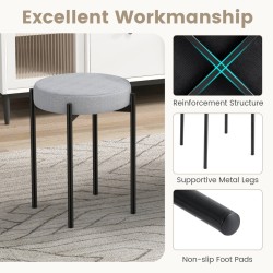 Baarijakkarasetti 4 kpl metallijaloilla ja vaaleanharmaa pehmuste