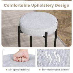 Baarijakkarasetti 4 kpl metallijaloilla ja vaaleanharmaa pehmuste