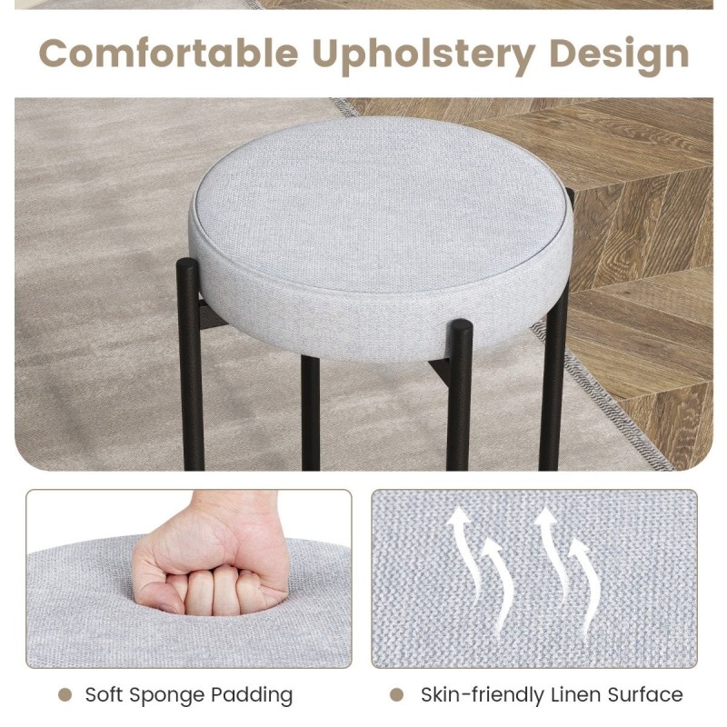 Baarijakkarasetti 4 kpl metallijaloilla ja vaaleanharmaa pehmuste