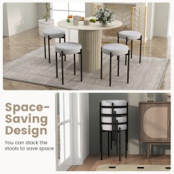 Baarijakkarasetti 4 kpl metallijaloilla ja vaaleanharmaa pehmuste