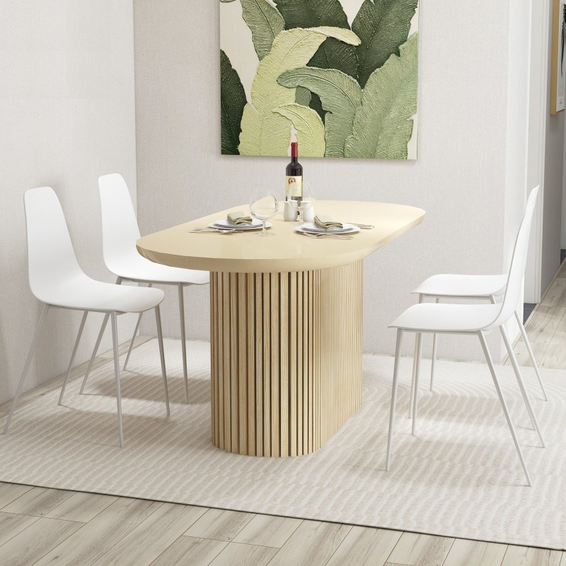 Valkoinen metallijalkainen ruokailutuolisetti 4 kpl