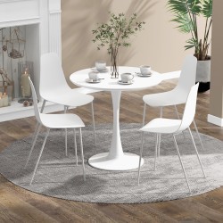 Valkoinen metallijalkainen ruokailutuolisetti 4 kpl