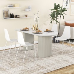 Valkoinen metallijalkainen ruokailutuolisetti 4 kpl