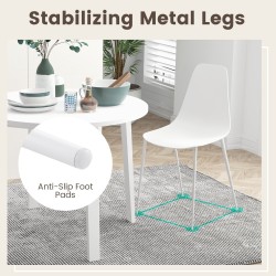 Valkoinen metallijalkainen ruokailutuolisetti 4 kpl