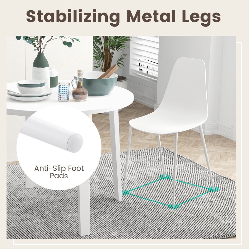 Valkoinen metallijalkainen ruokailutuolisetti 4 kpl