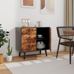 Rustiikkinen ruskea säilytyskaappi 3 laatikolla ja sivukaapilla