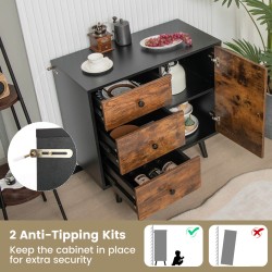 Rustiikkinen ruskea säilytyskaappi 3 laatikolla ja sivukaapilla