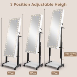 Lukittava korukaappi kokovartalopeilillä ja LED-valaistuksella