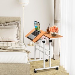 Säädettävä ergonominen kannettavan tietokoneen pöytä pyörillä, luonnonväri