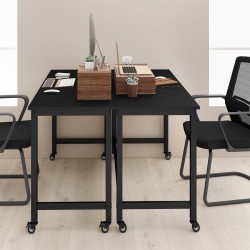 Liikuteltava musta tietokonepöytä hiiliteräsrungolla 120x60 cm