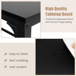 Liikuteltava musta tietokonepöytä hiiliteräsrungolla 120x60 cm