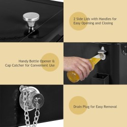 Monikäyttöinen musta jäähdytyskärry 76L pullonavaajalla