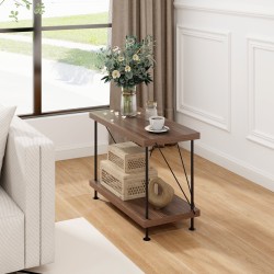 Monikäyttöinen 2-tasoinen metallirunko hyllykkö pähkinänruskea