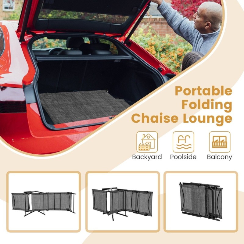 Taitettavat harmaat lepotuolit 6-tasoisella selkänojalla ulkokäyttöön Taitettavat harmaat lepotuolit 6-tasoisella selkänojalla ulkokäyttöön