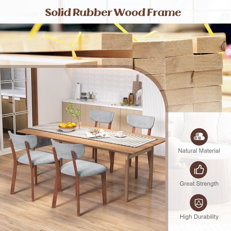 Harmaat pehmustetut ruokailutuolit kumipuurungolla