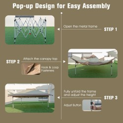 Pop-up paviljonki tuuletetulla katolla, kannettava, khaki