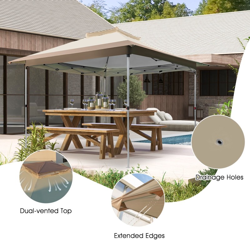 Pop-up paviljonki tuuletetulla katolla, kannettava, khaki