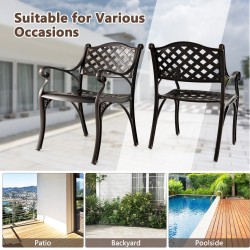 Valualumiiniset patio-tuolit, 2 kpl, pronssi, kaarevat istuimet