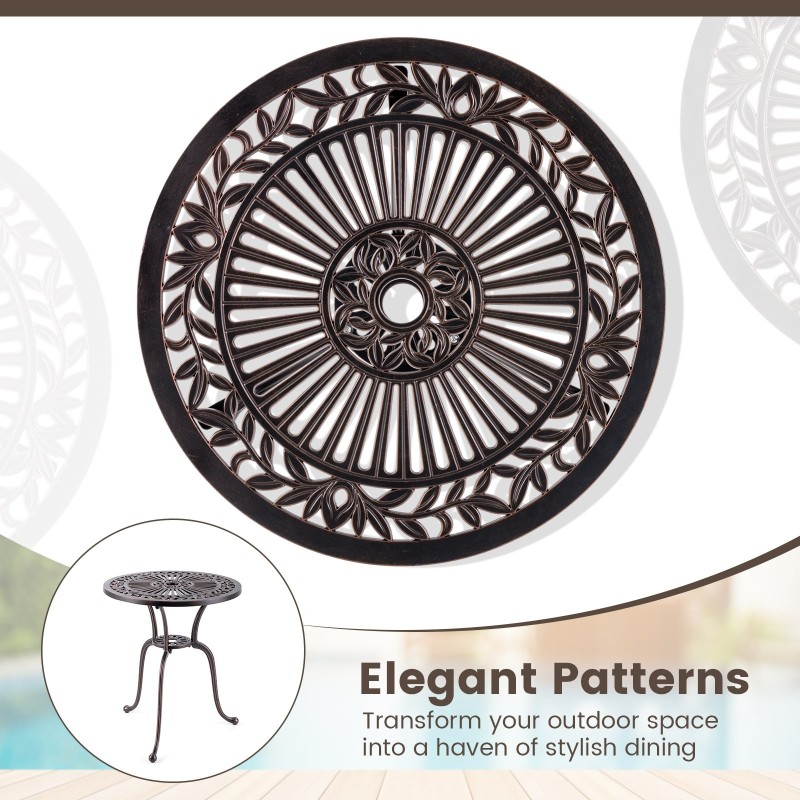 Alumiinivalettu terassipöytä aurinkovarjolle, kuparinpunainen, 61x71 cm