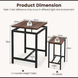 Korkea ruokailuryhmä kelluvalla pöytälevyllä ja jalkatuilla