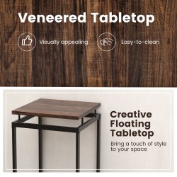 Korkea ruokailuryhmä kelluvalla pöytälevyllä ja jalkatuilla